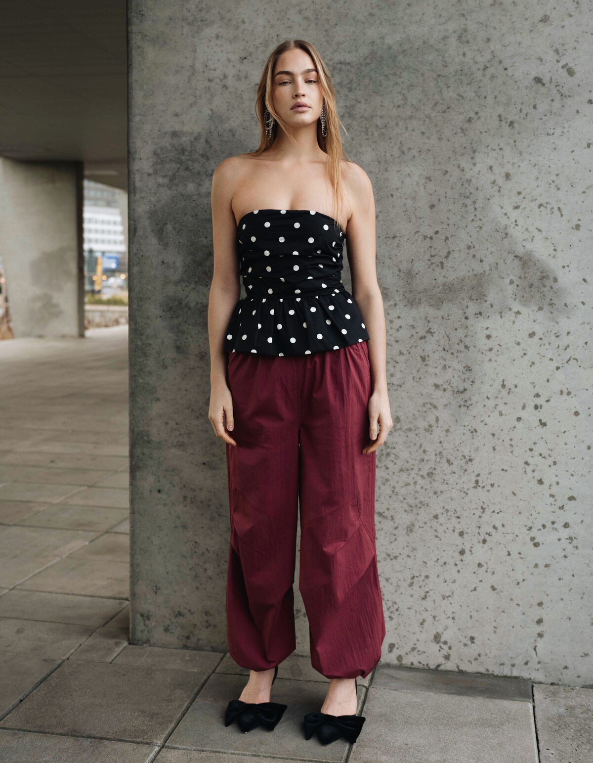 Balloon Fit Jog Broek Donkerrood
