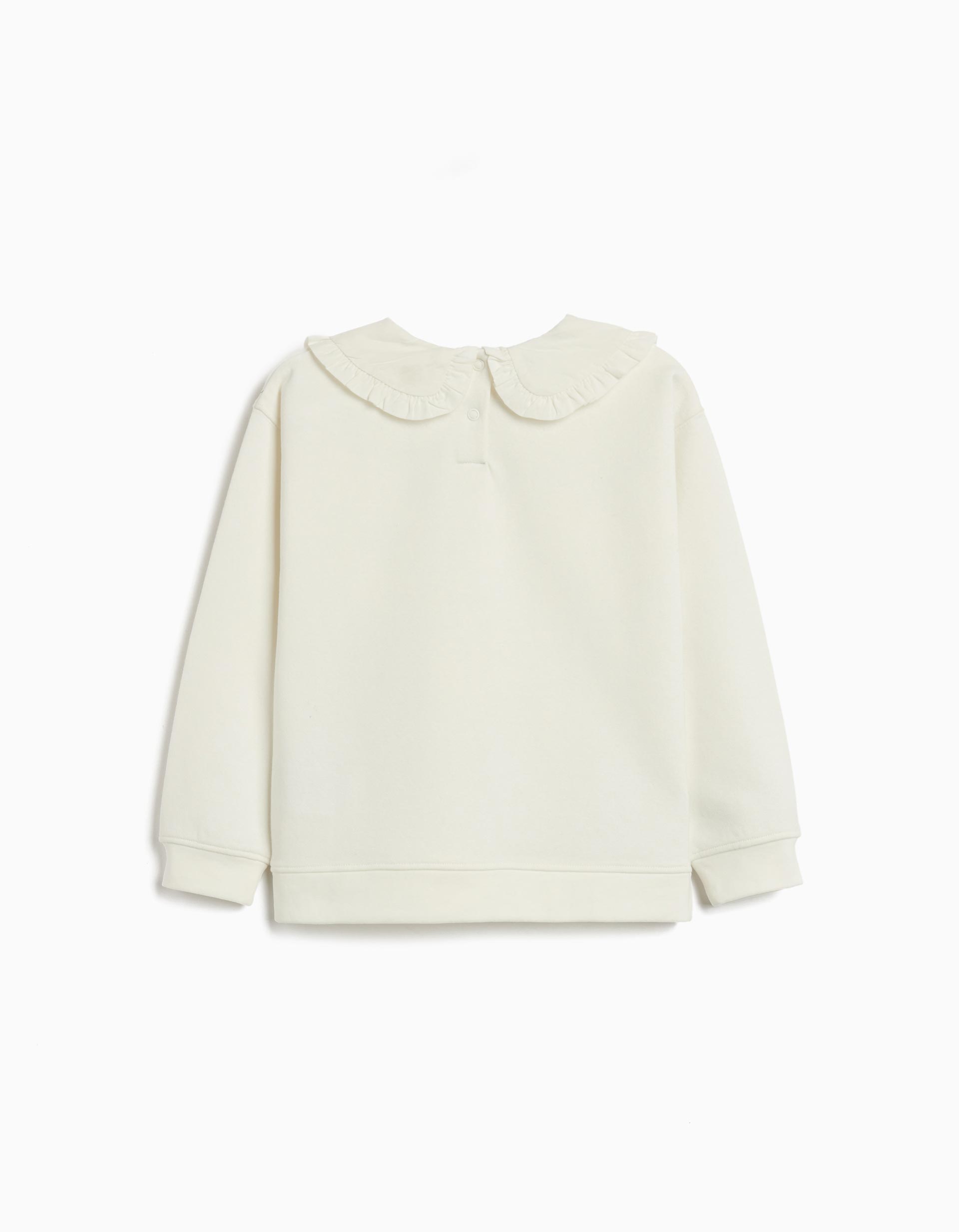 Sweatshirt com Gola, Menina, Branco