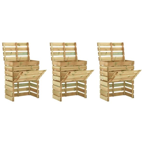 Caixa de Compostagem Ripada 3 Pcs 80x50x100 Cm Pinho Impregnado - 3078137