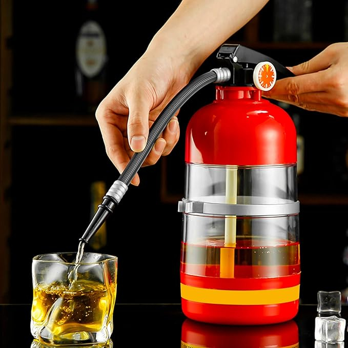 (1.5l) 32cm Getränke Spender Party Feuerlöscher mit Pumpe Dispenser für Bier / Cocktails / Wasser / Ice Tea - Rot / Schwarz