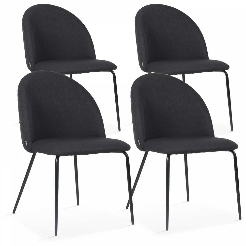 Lot de 4 chaises en tissu noir