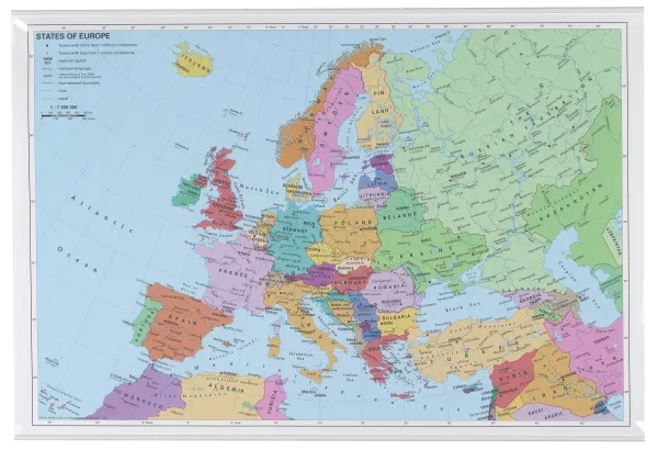Plakat Europakort 97x67 cm lamineret