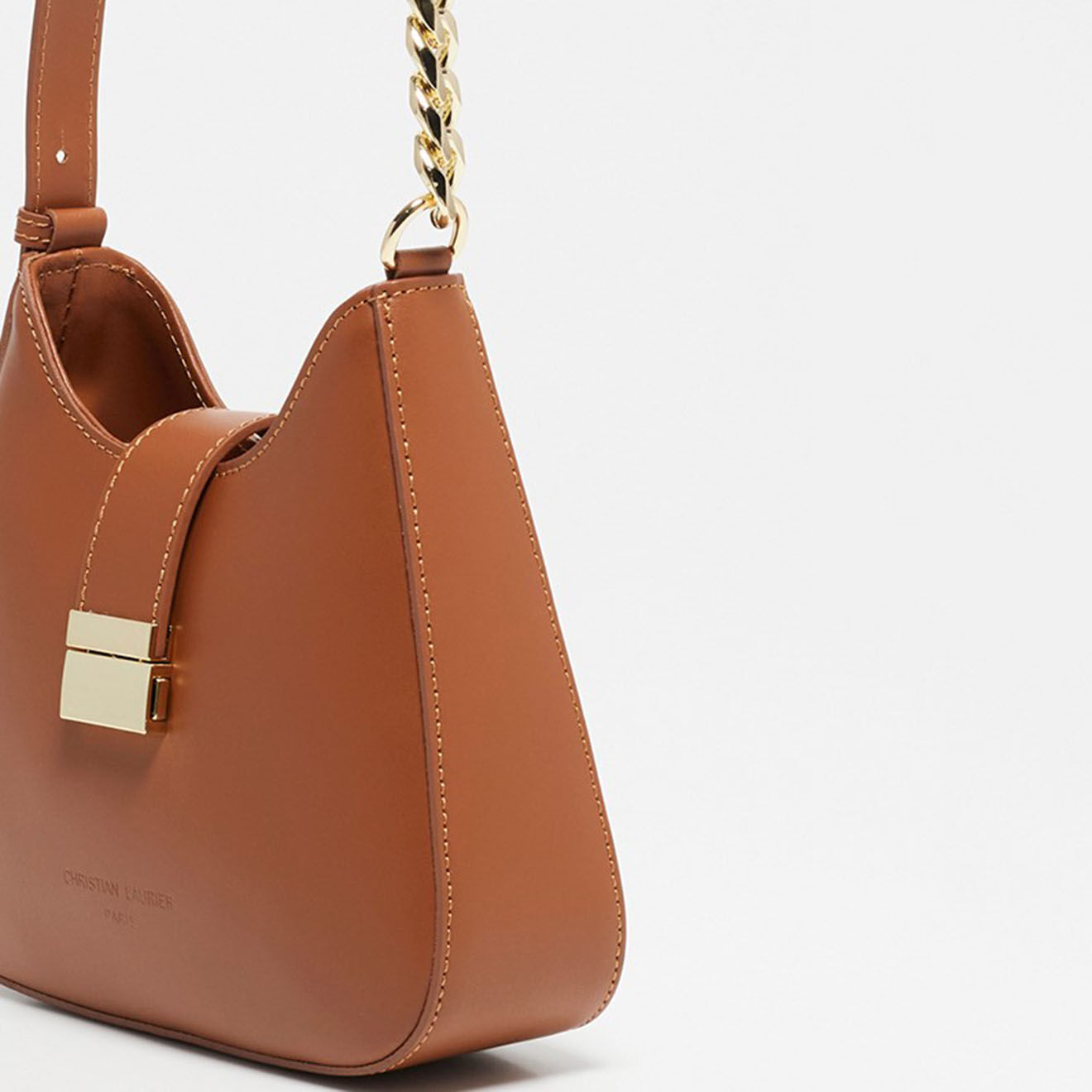 Christian Laurier Sac bandoulière en Cuir Hely camel - 24x22x6.5 cm