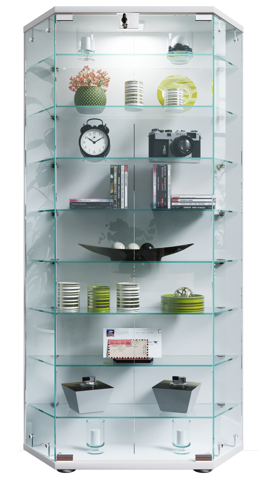 Vitrine CENILA XL - weiß - abschließbar
