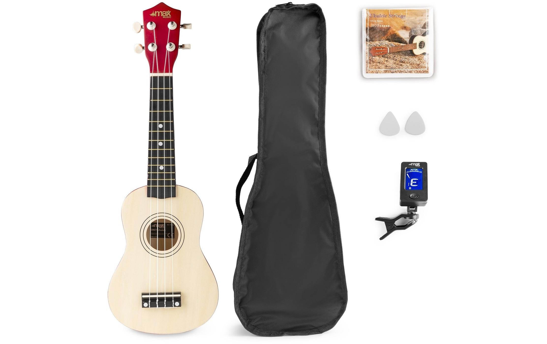 Ukulele UKEY Set Soprano Natural 21 ZollSopranukulele mit Tasche und Zubehör