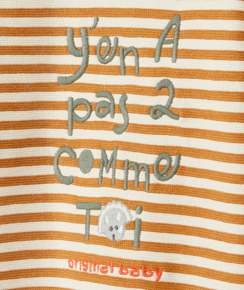 T-SHIRT BÉBÉ GARÇON EN COTON BIO À RAYURES AVEC MESSAGE