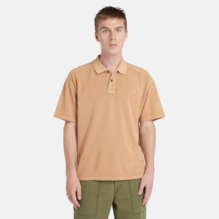 Polo court teint en plongée pour homme en orange
