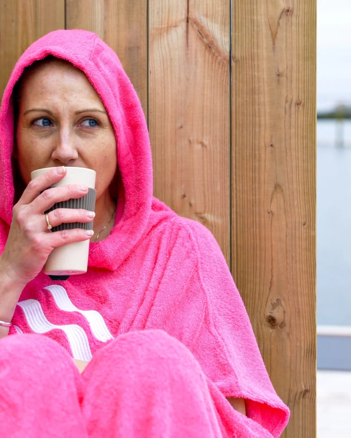 Watery badeponcho til voksne - Bomuld - Sort