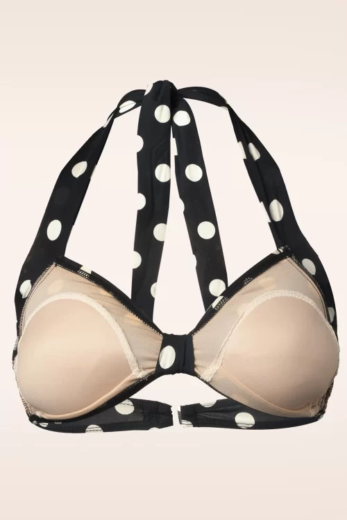 Esther Williams Klassieke polka bikinitop in zwart en wit