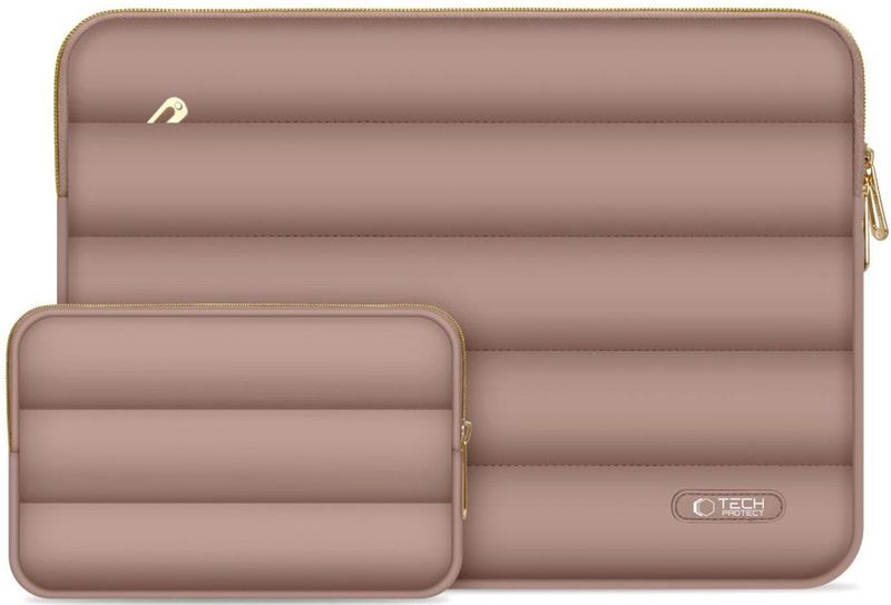 Tech-Protect - Puffy Laptoptas - Bruin - Inclusief Accessoirezakje