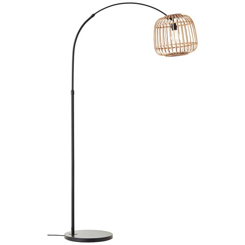 Brilliant Bogenlampe »Nikka« E27 1 Stk. mit Rattan-Schirm, 171 cm Höhe, E27, Metall/Rattan, schwarz/natur