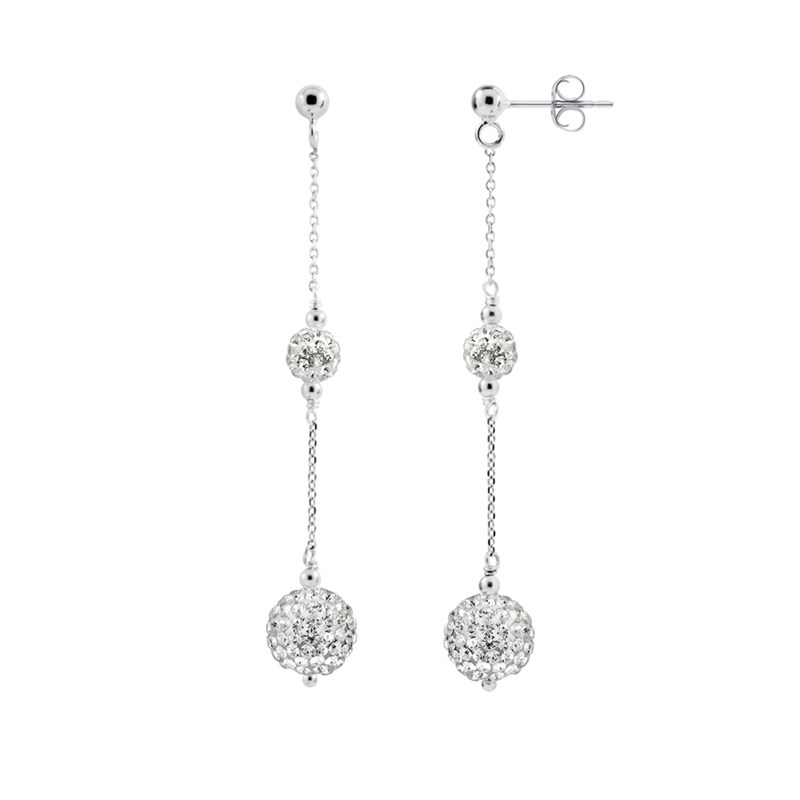 Boucles d'Oreilles - Cristal blanc - Argent 925