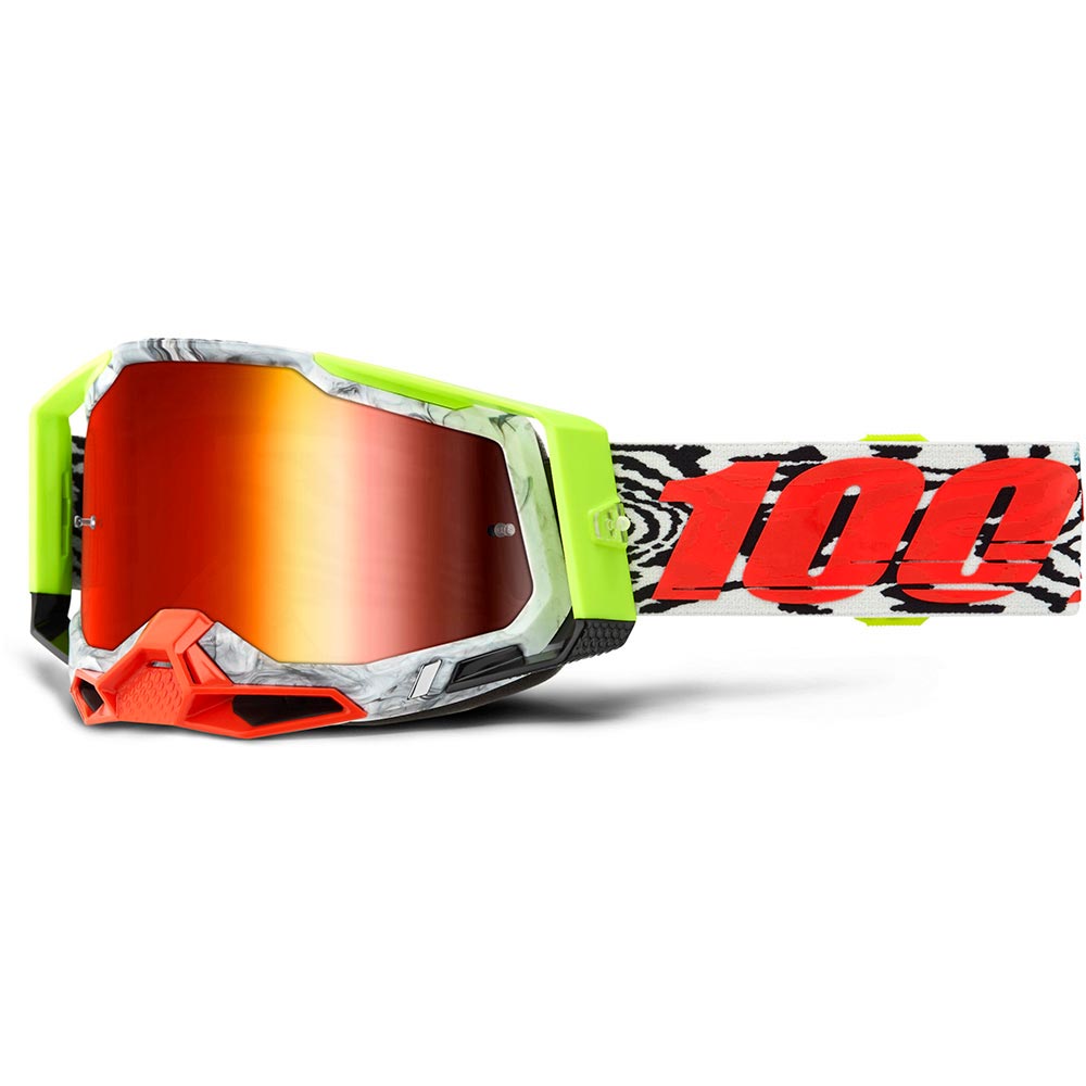 100% - Masque Racecraft 2 Engal - Red Mirror Blanc / Rouge / Jaune fluo