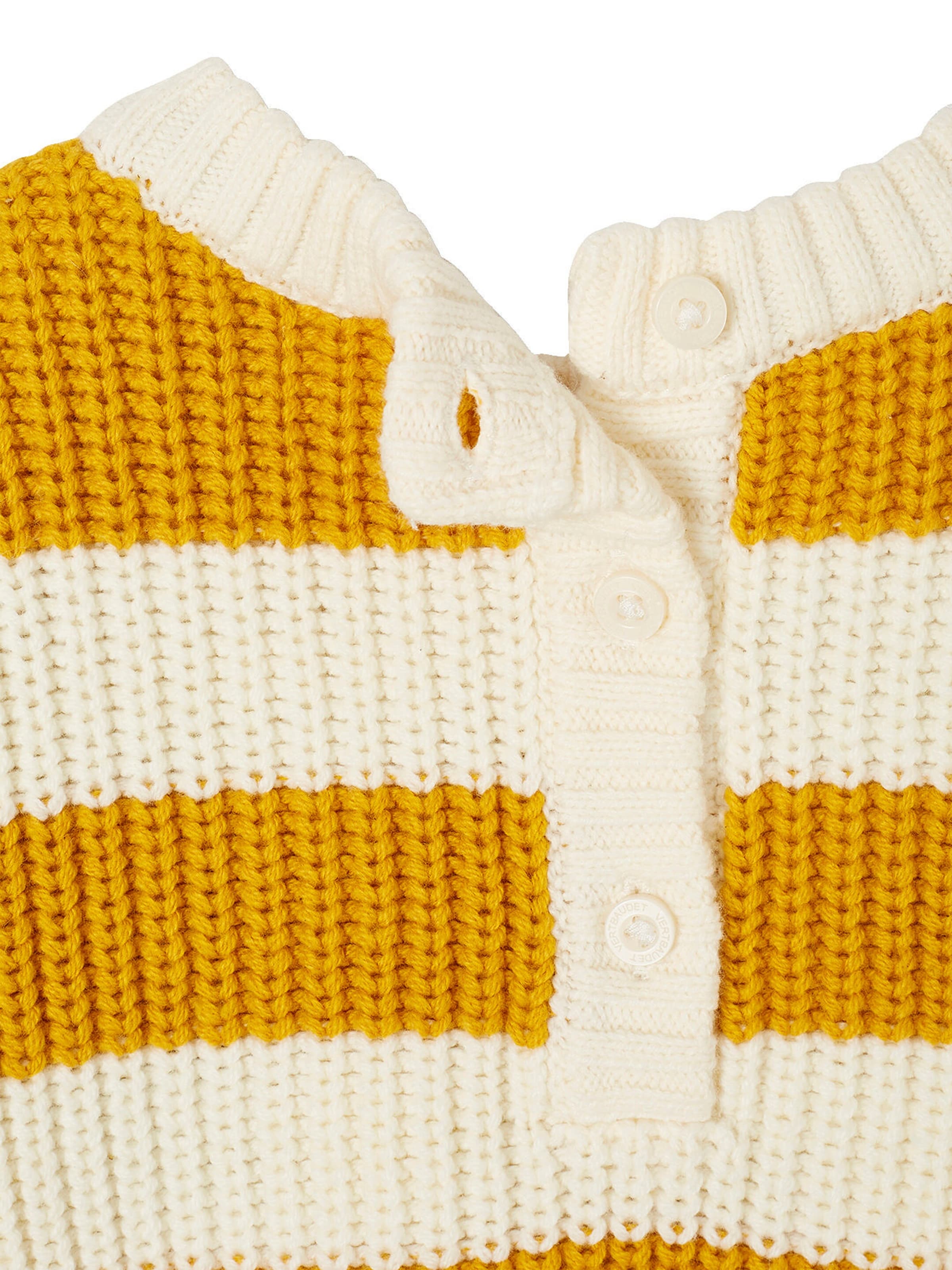 Vertbaudet Baby Streifenpullover mit Frottee-Buchstabe senfgelb