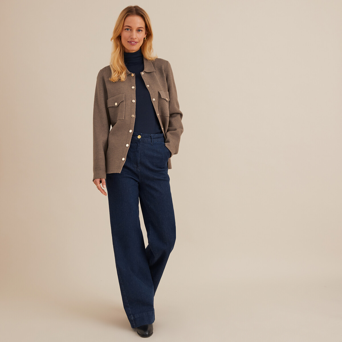 ANNE WEYBURN<br>Camiseta com gola alta e mangas compridas