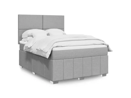 Sommier à lattes de lit avec matelas Gris clair 140x190cm Tissu