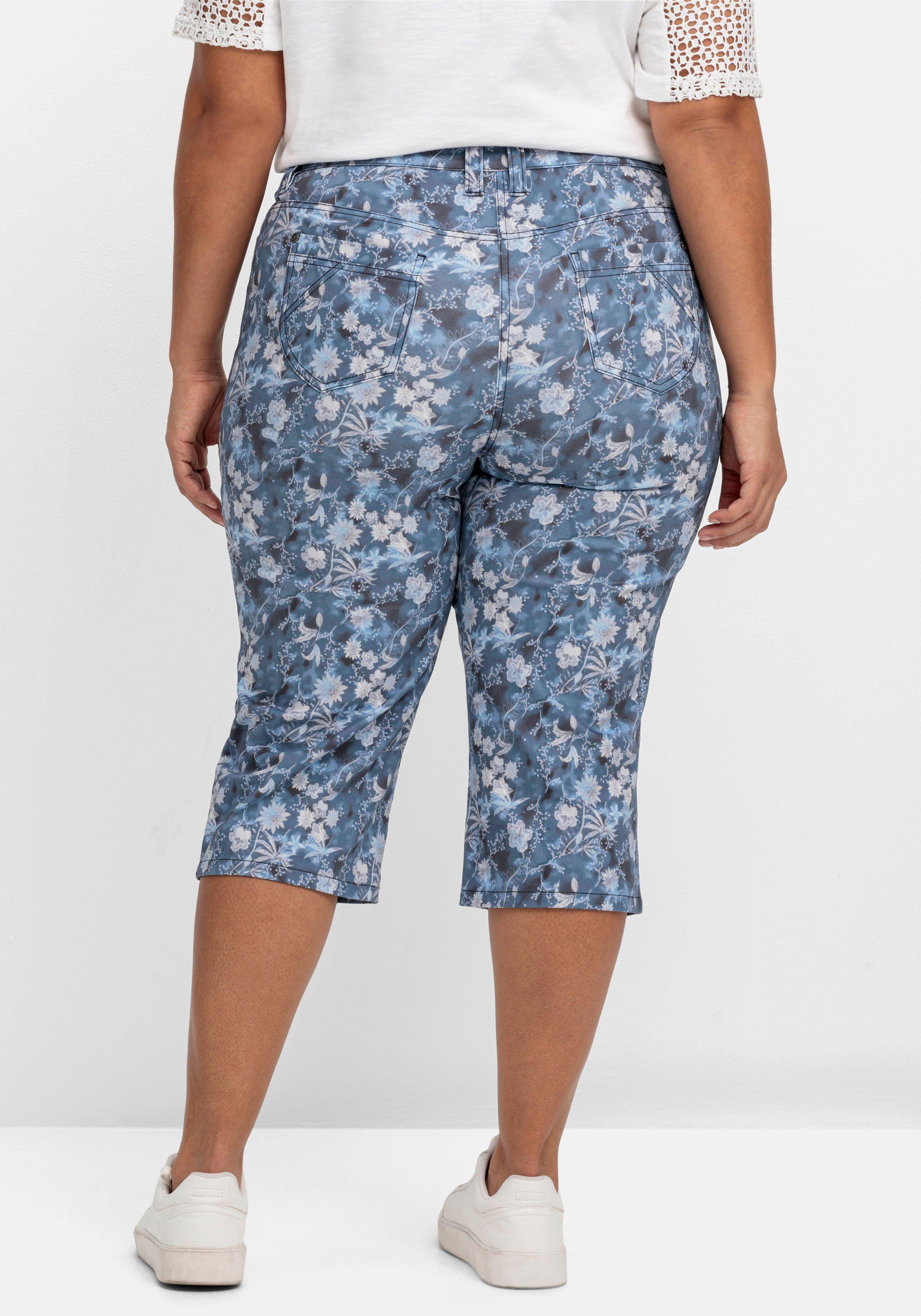 Caprihose mit floralem Alloverdruck