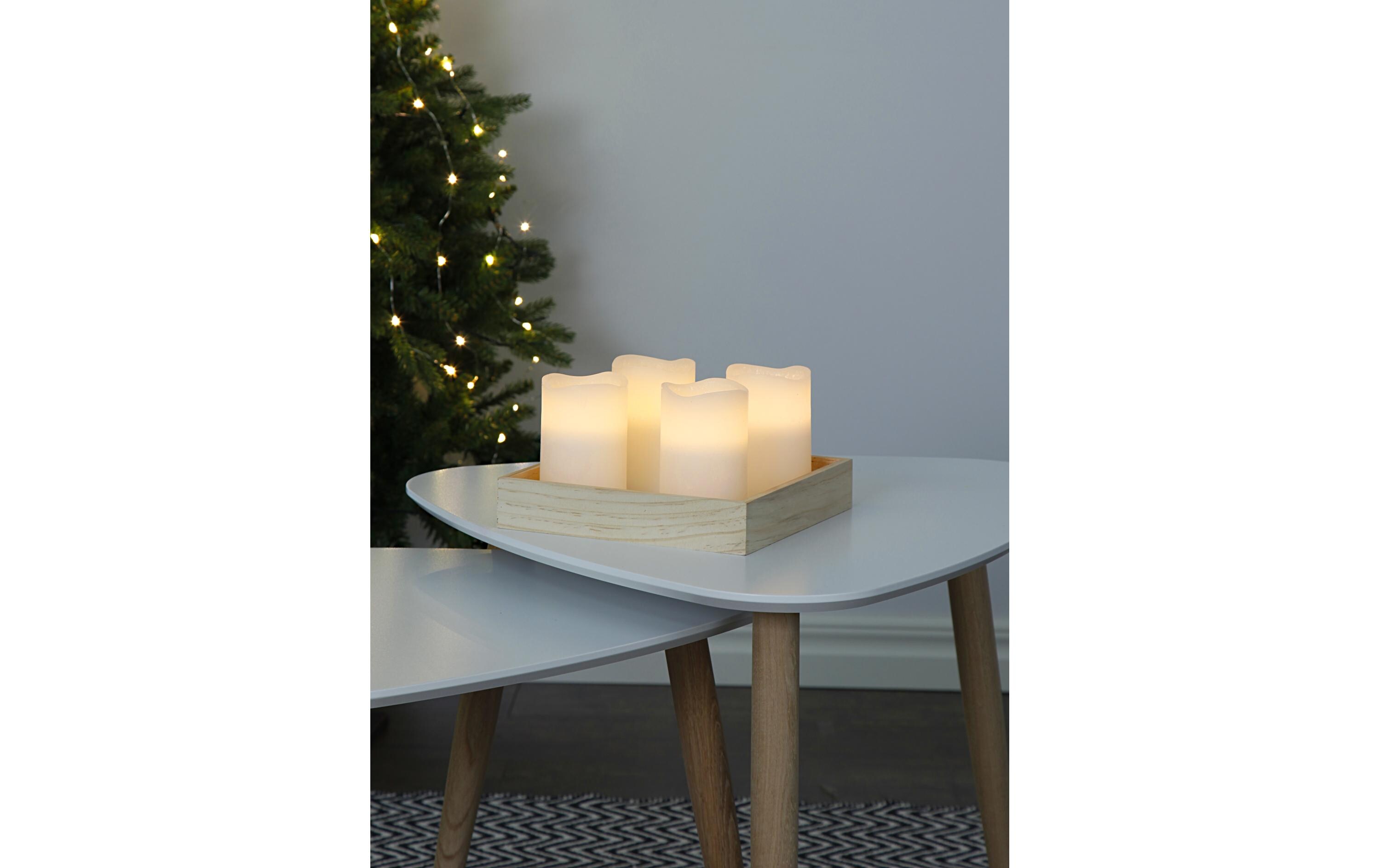 LED-Kerzen Set Pillar May Ø 7.5 x 12.5 cm, Weiss, 4 StkKerzen aus Echtwachs mit LED Leuchte