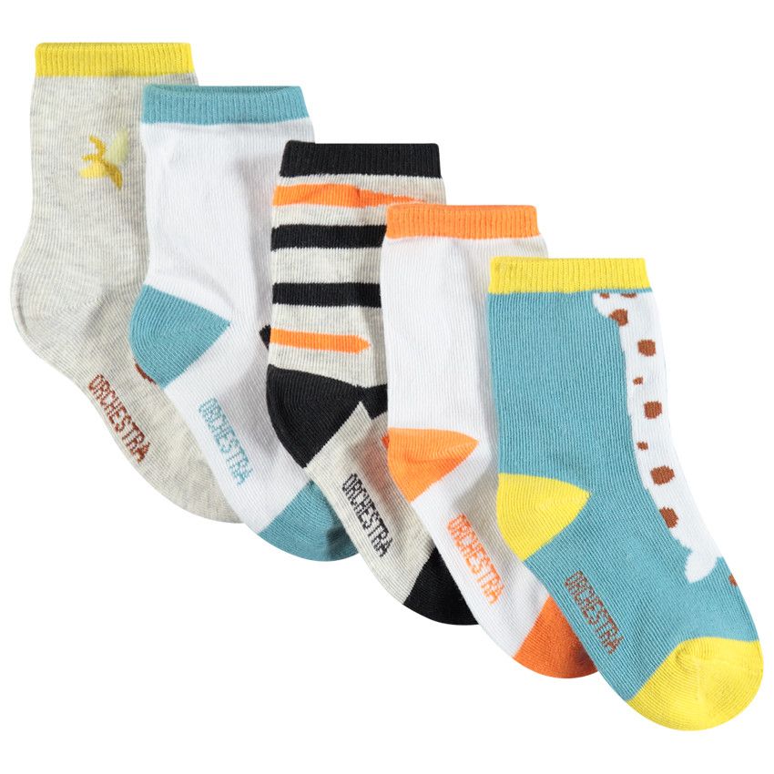 Lot de 5 paires de chaussettes assorties à motifs contratés - Blanc