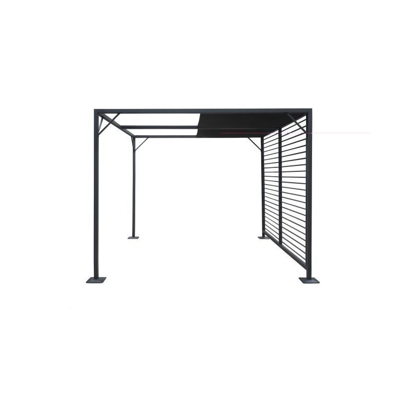 Pergola a toit coulissant avec une structure en aluminium et acier - 2,80 x 2,80 metres - gris foncé
