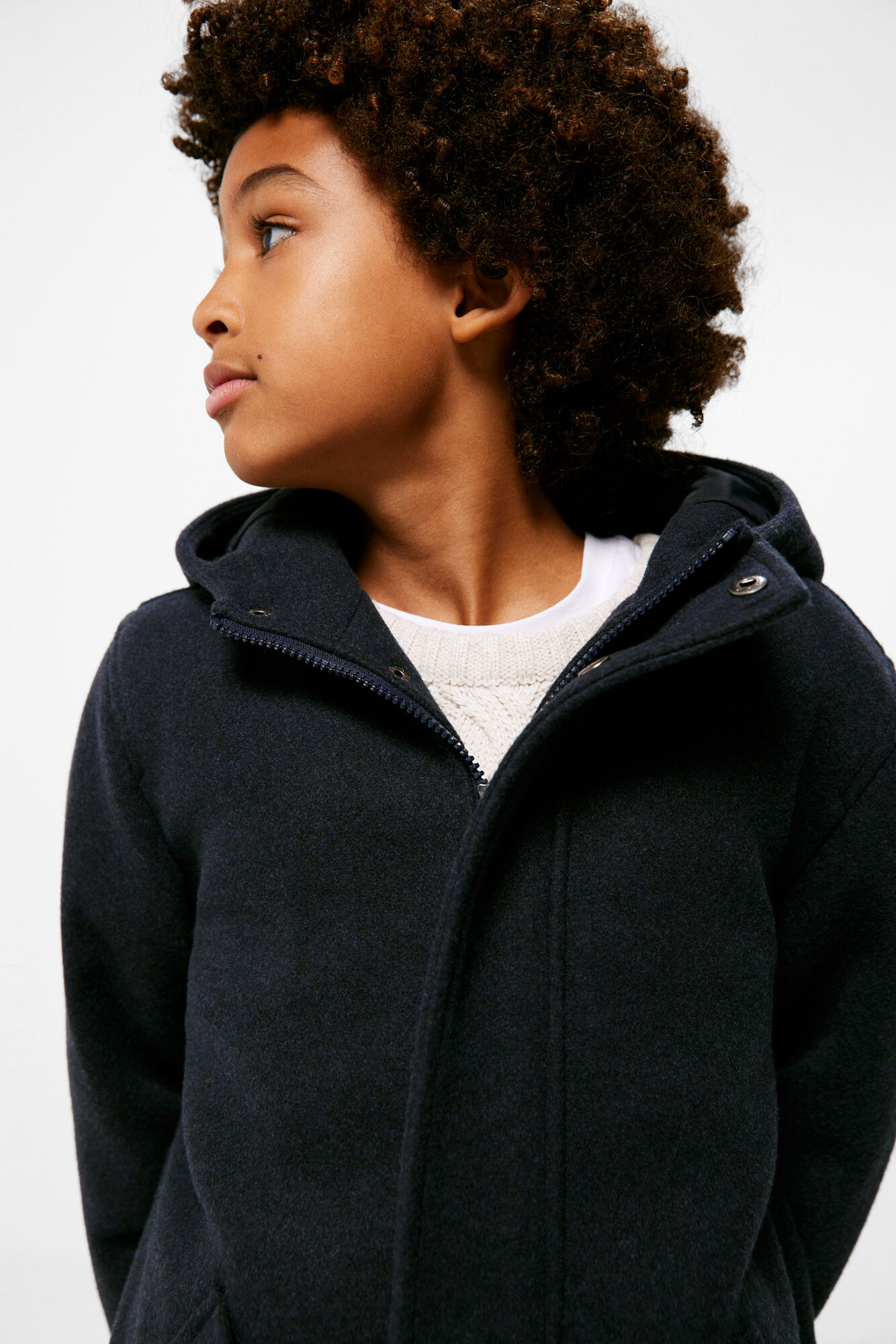 Parka com capuz e efeito lã para meninos
