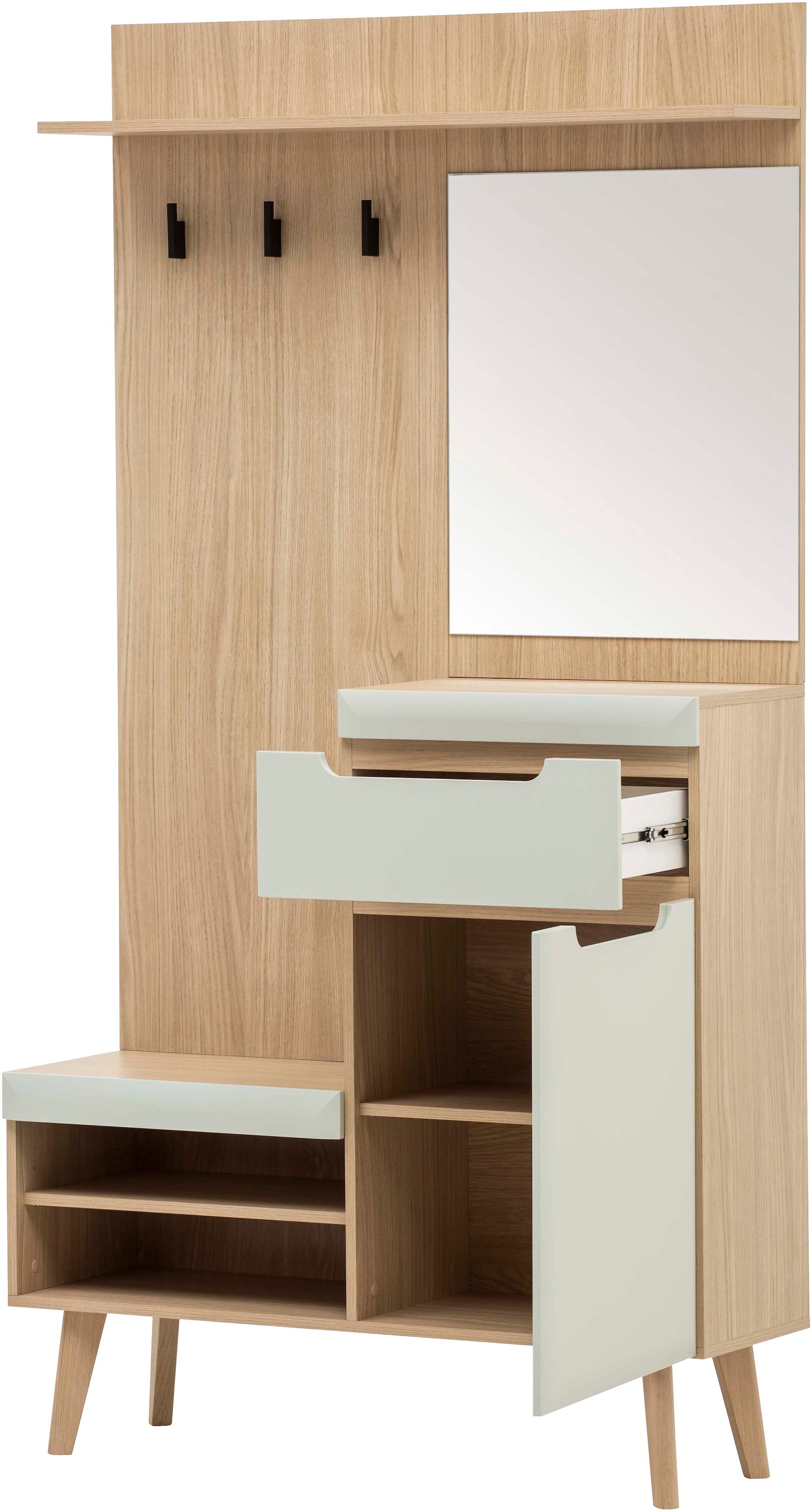Home affaire Kompaktgarderobe »Torge, Garderobe mit Stauraum, Garderobenschrank im Scandic Design« in zwei Farben, viel Stauraum, 107 cm breit, für kleine Räume geeignet