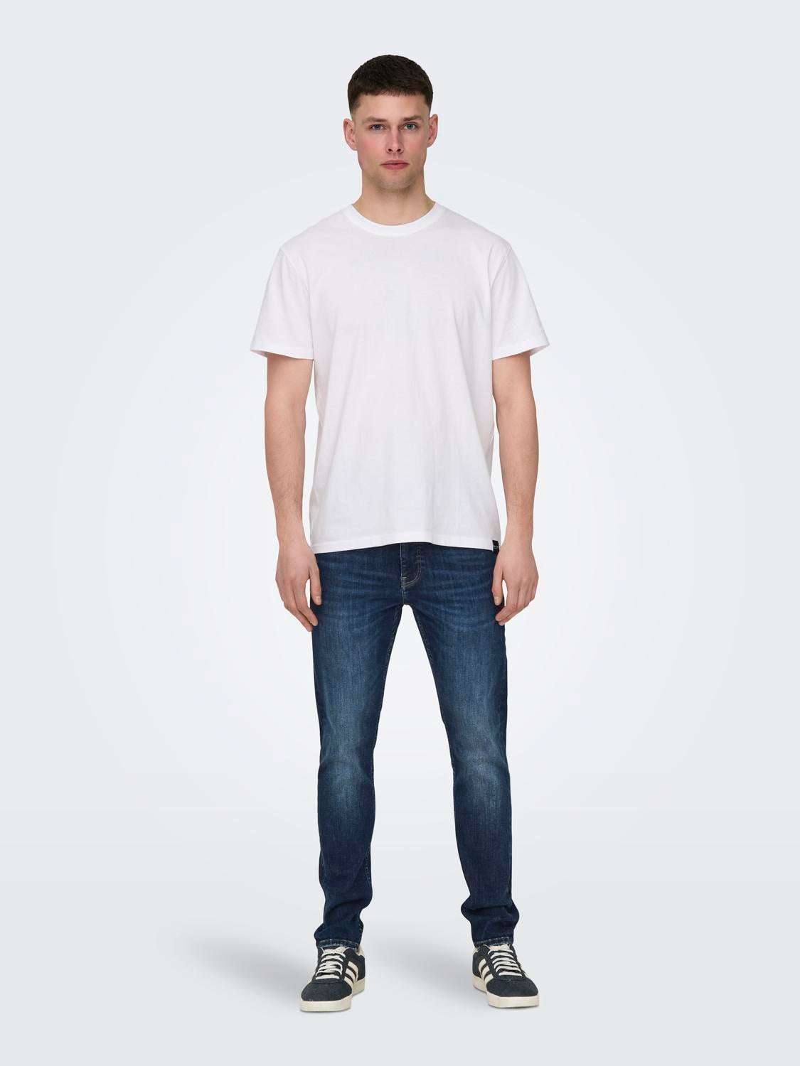 ONSWARP Niedrige Taille Skinny Fit Jeans Dark Blue Denim