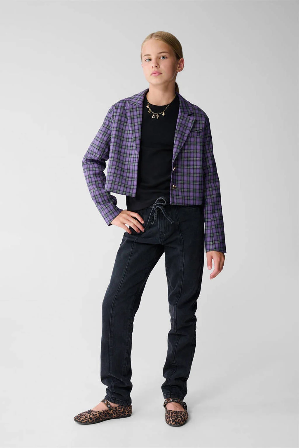 Shoeby cropped blazer paars