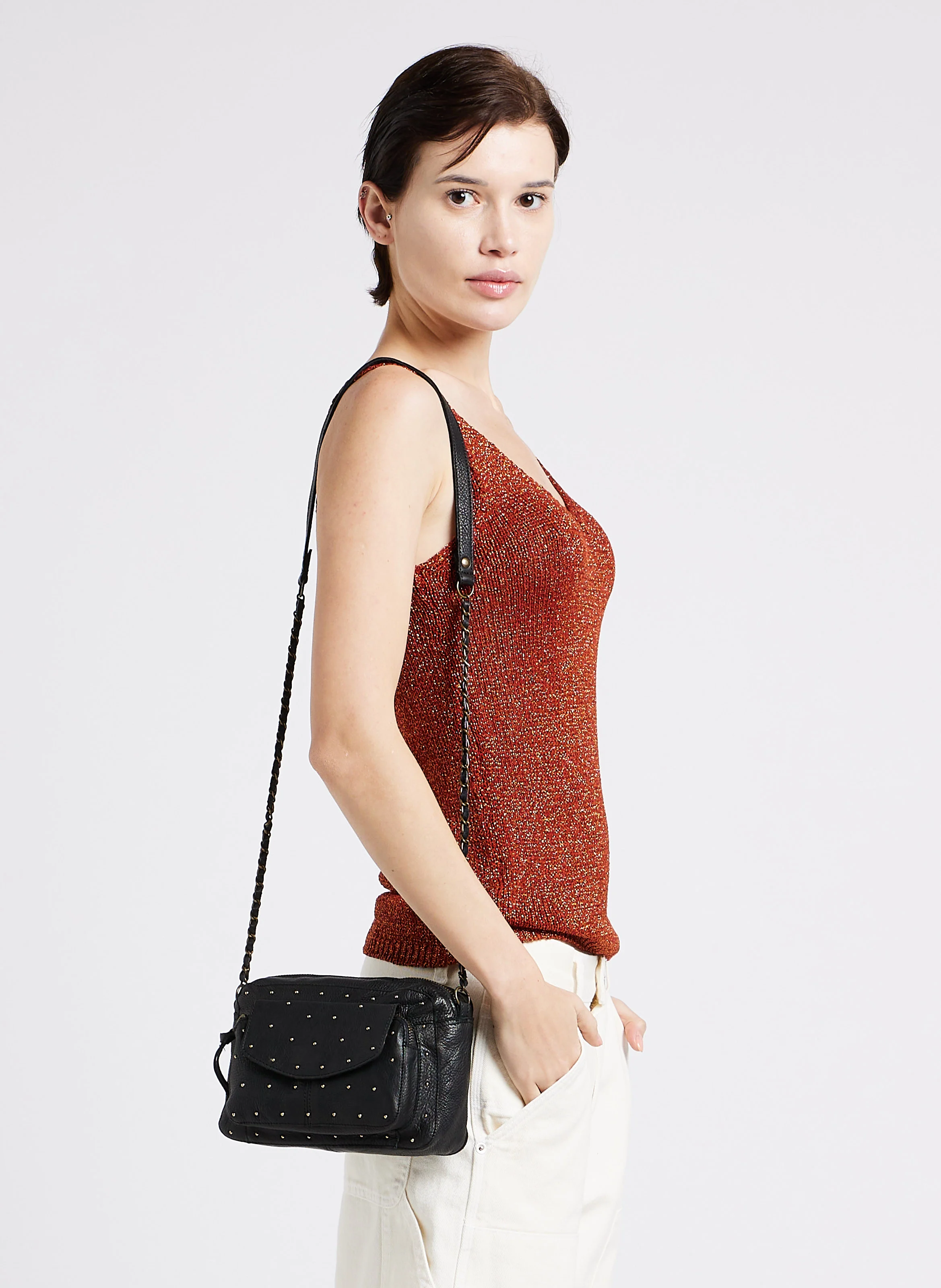 NAINA - Sac bandoulière en cuir | Noir
