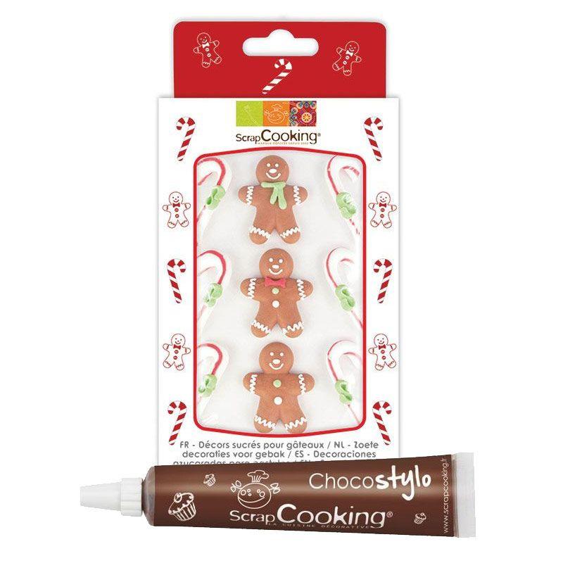 9 Décors sucrés Pain d'épices + Stylo chocolat Scrapcooking