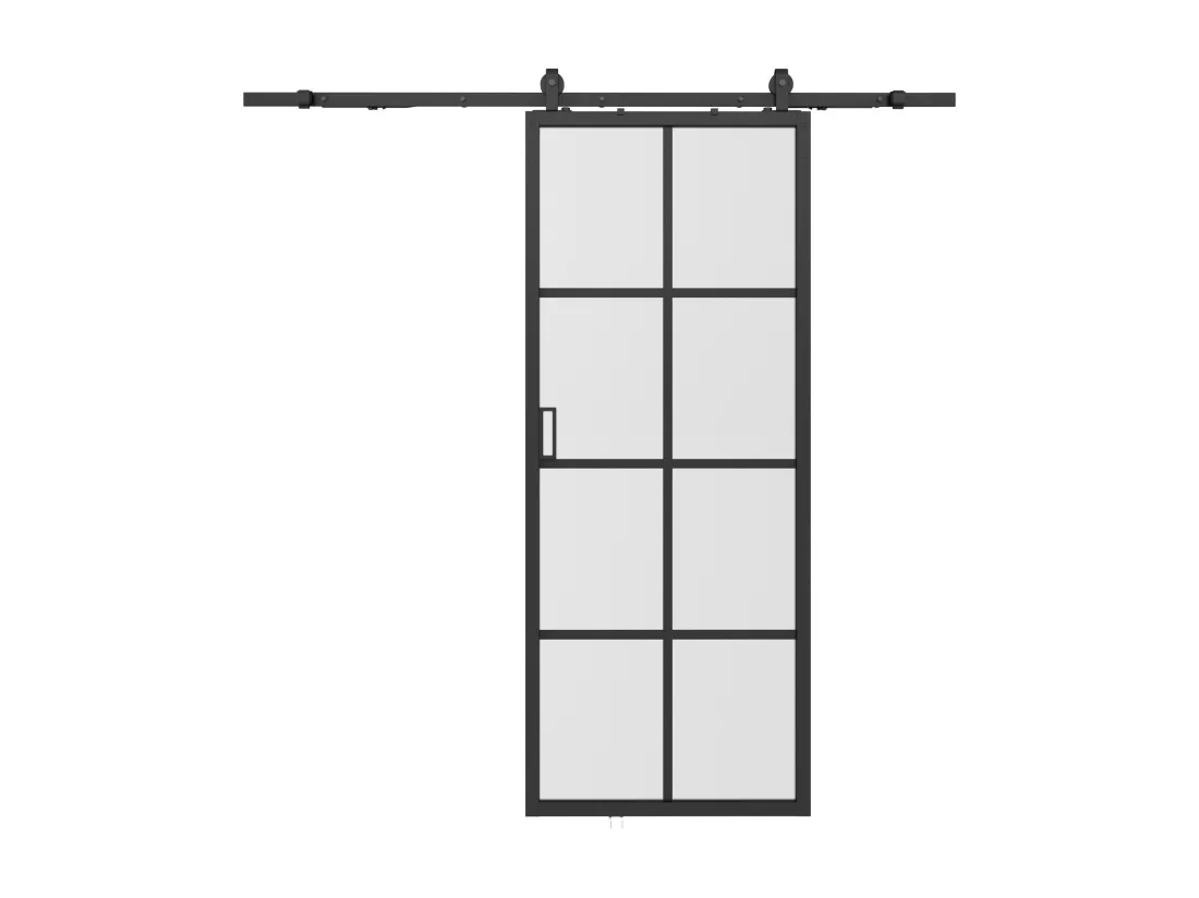 Porte coulissante avec système en applique - aluminium et verre trempé - H205 x L83 cm - WILDEN II