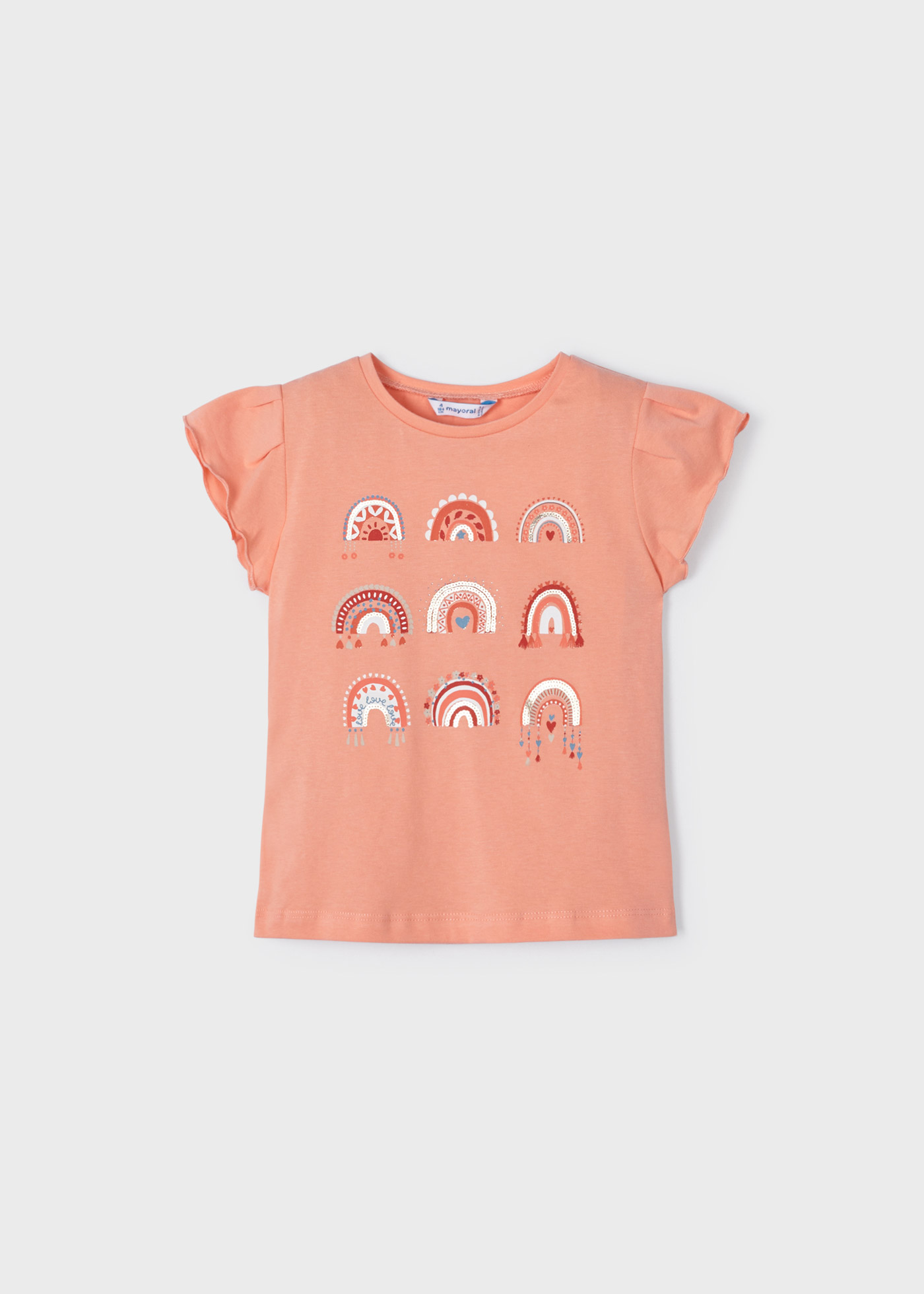 Camiseta de manga curta para meninas, feita de algodão sustentável.