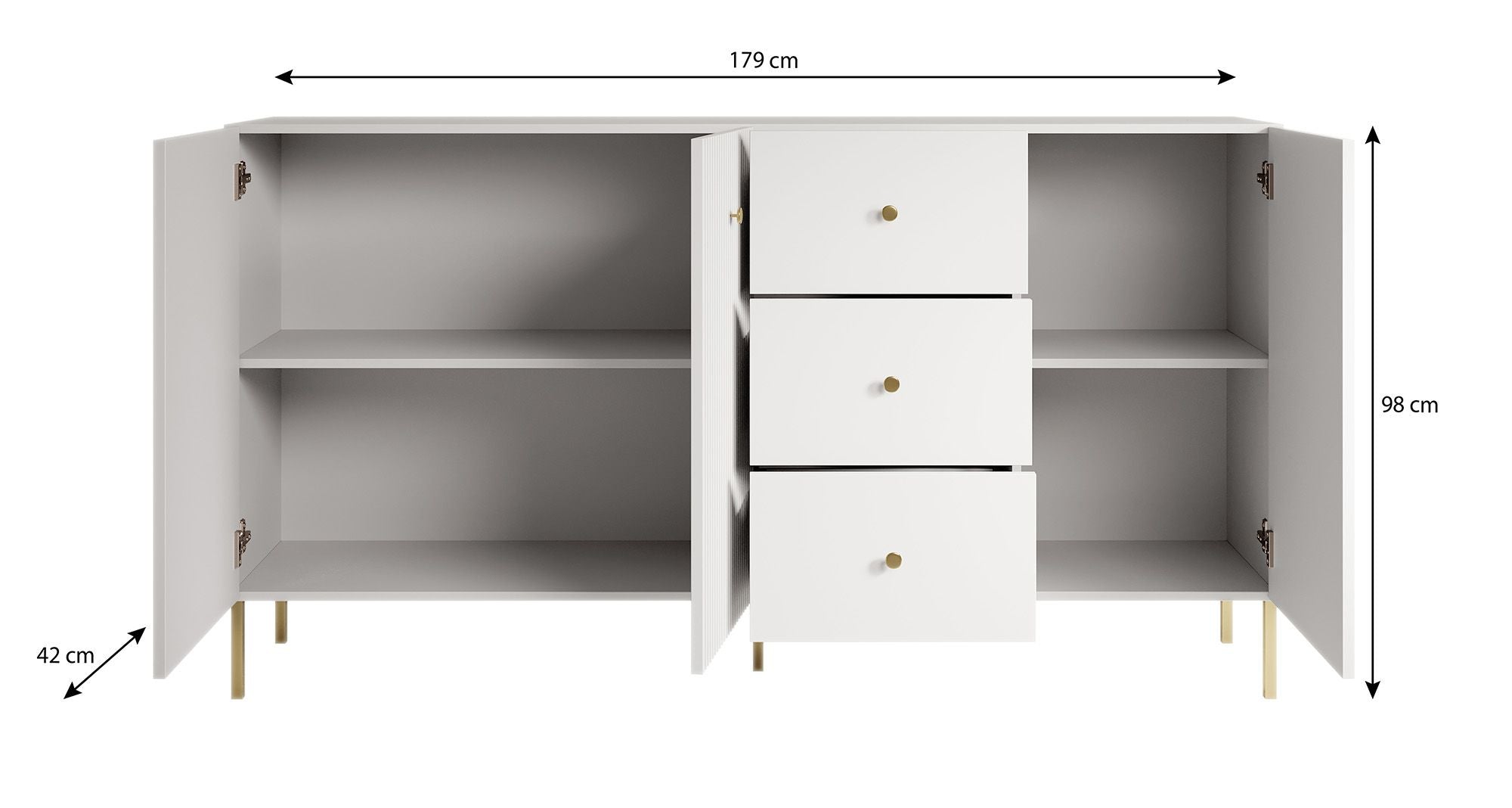 Vermont - Dressoir - Wit - 180x42x98 cm