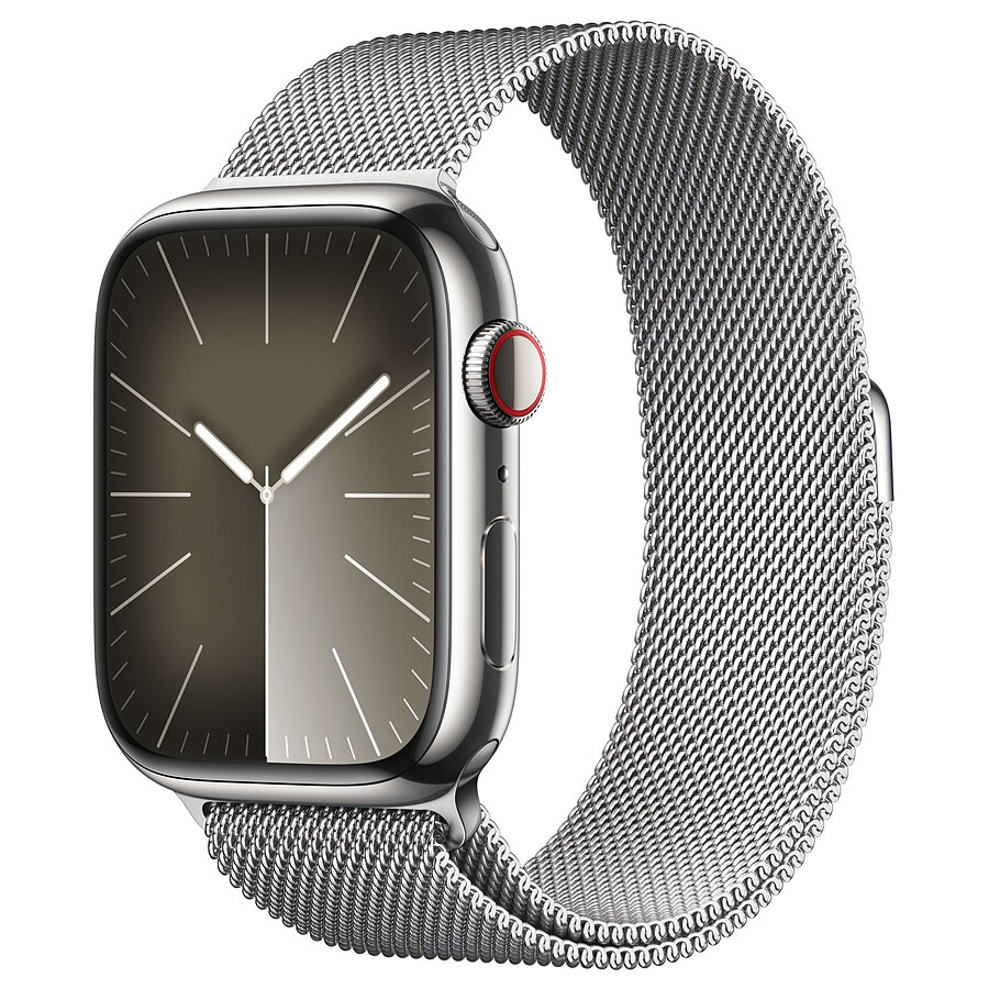 Apple Watch Series 9 GPS + Cellular - Acier Inoxydable Argent - Bracelet Milanais - 41 mm