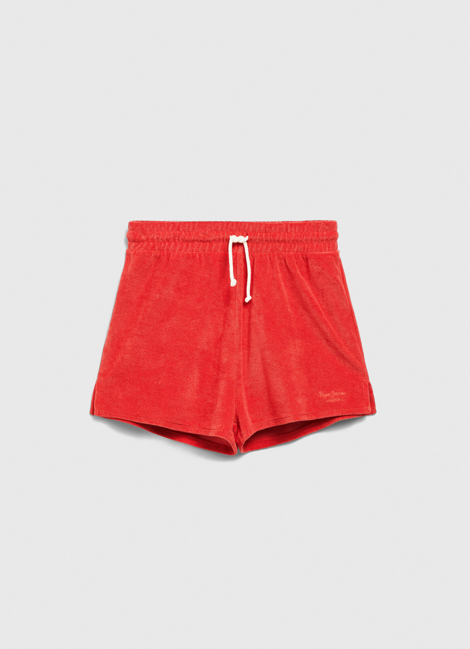 Calção esportivo com logo bordado - vermelho estúdio