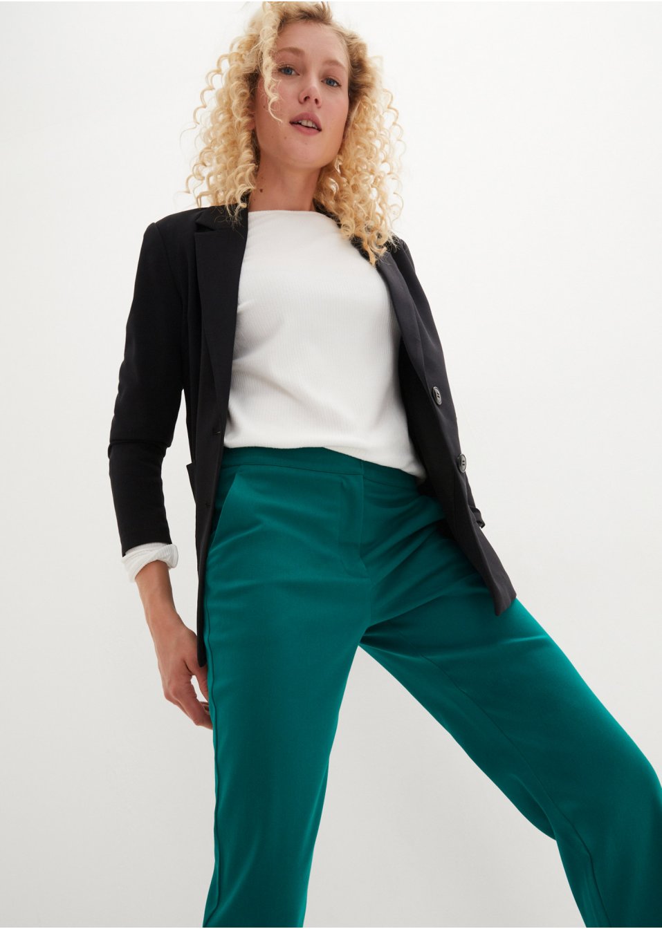 Pantalon 7/8 avec taille haute confortable, Straight