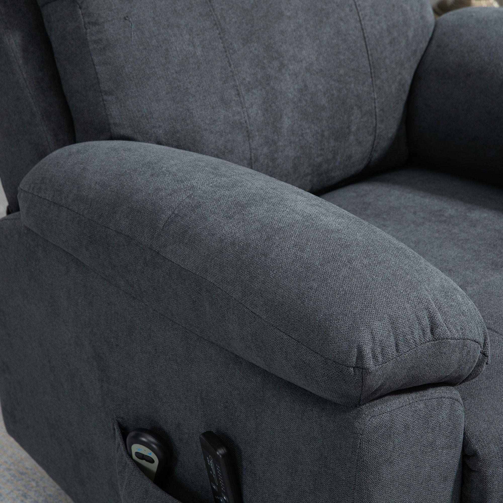 HOMCOM Relaxsessel mit Aufstehhilfenfunktion und 8 Massagemotoren grau 89L x 99B x 103H cm
