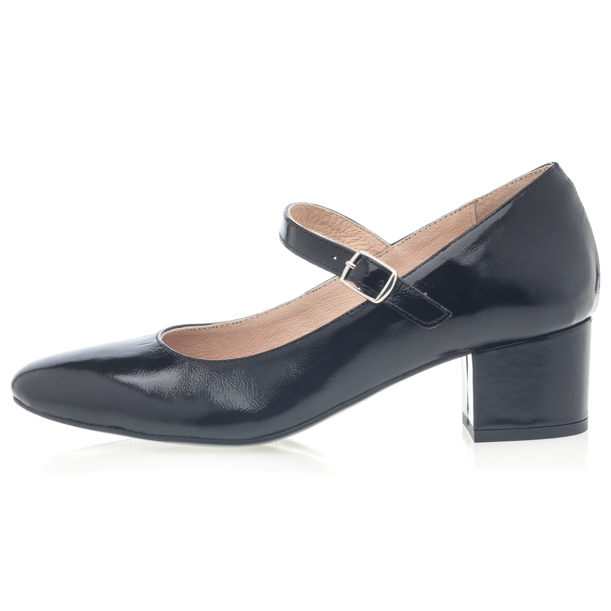Babies à talon Femme en cuir noir vernis