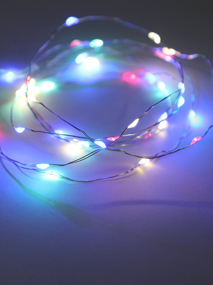 Cordão de luzes LED com 40 unidades - Diversas cores