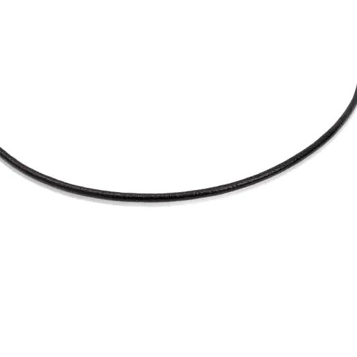 Gargantilha de couro preto com fecho prateado TOUS Chokers