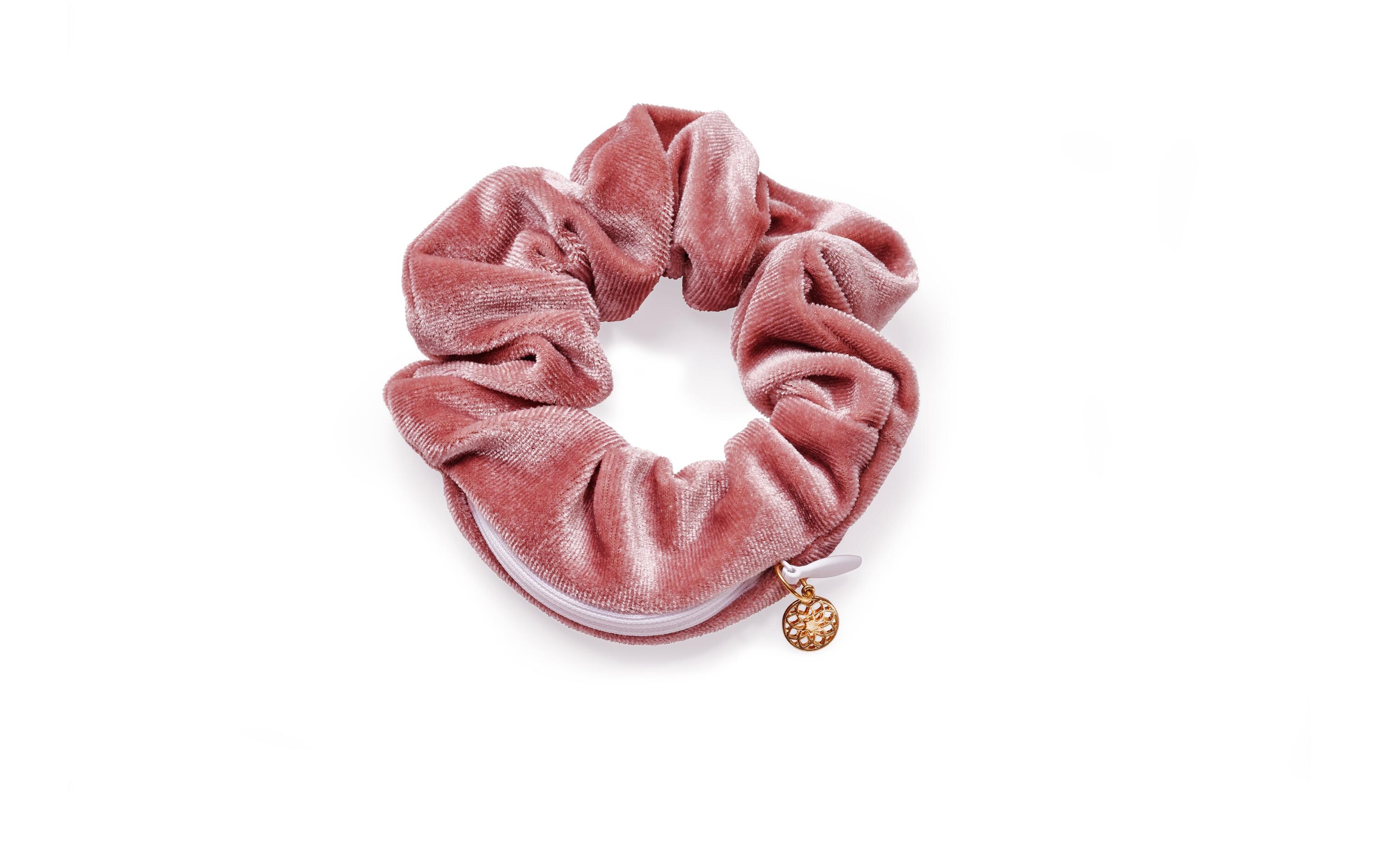 Haargummi Scrunchie Yoga altrosa 1 StückFunktioneller Scrunchie mit verstecktem Reissverschluss