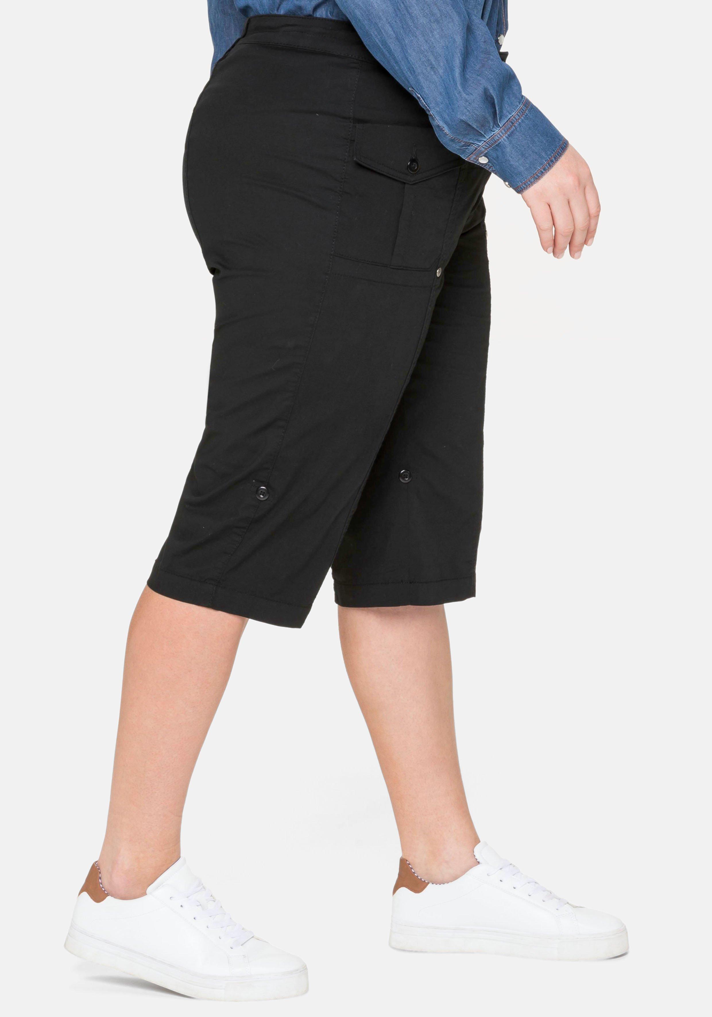 Stretch-Bermudas mit aufgesetzten Taschen und Patten