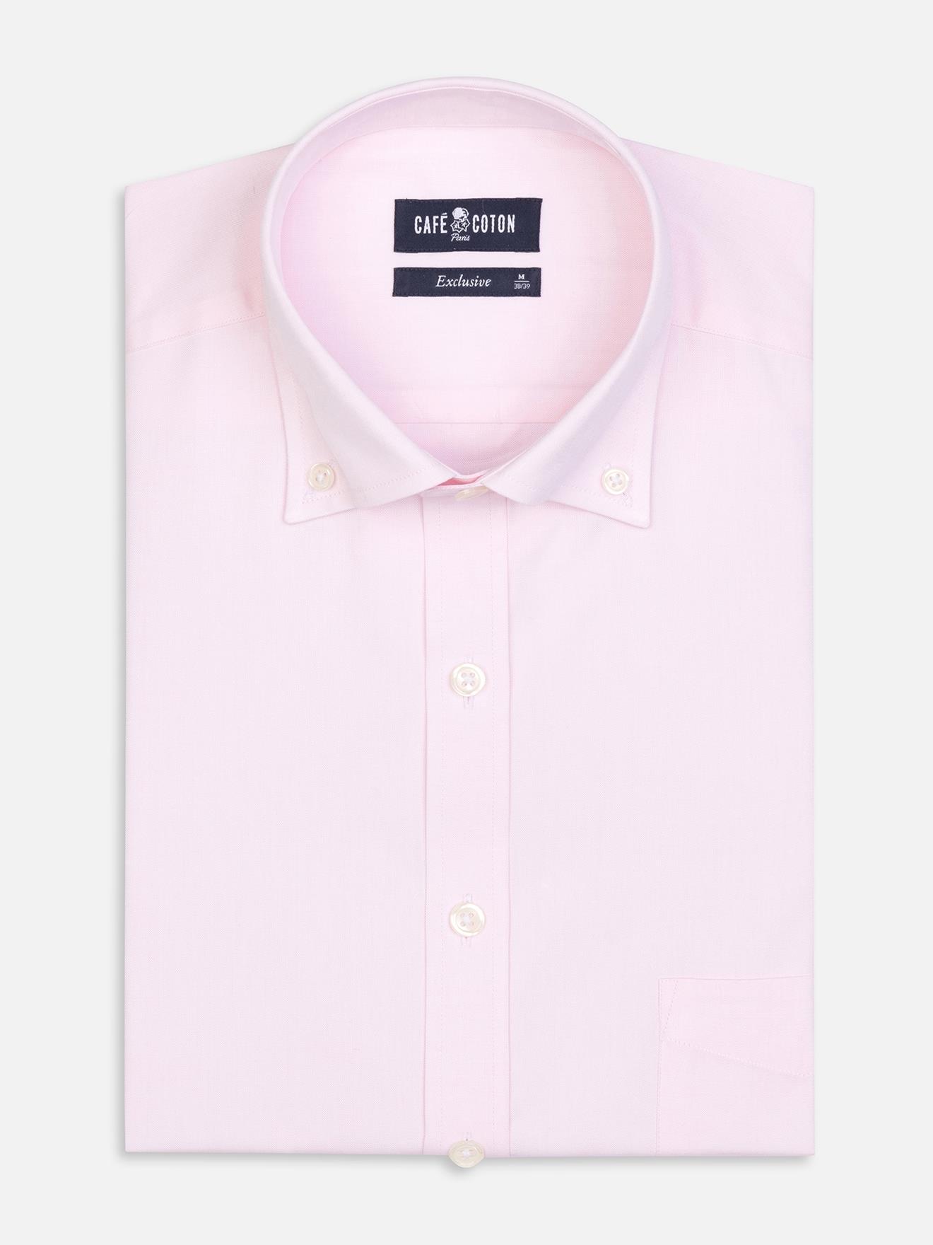 Chemise en pin point rose - Col Boutonné