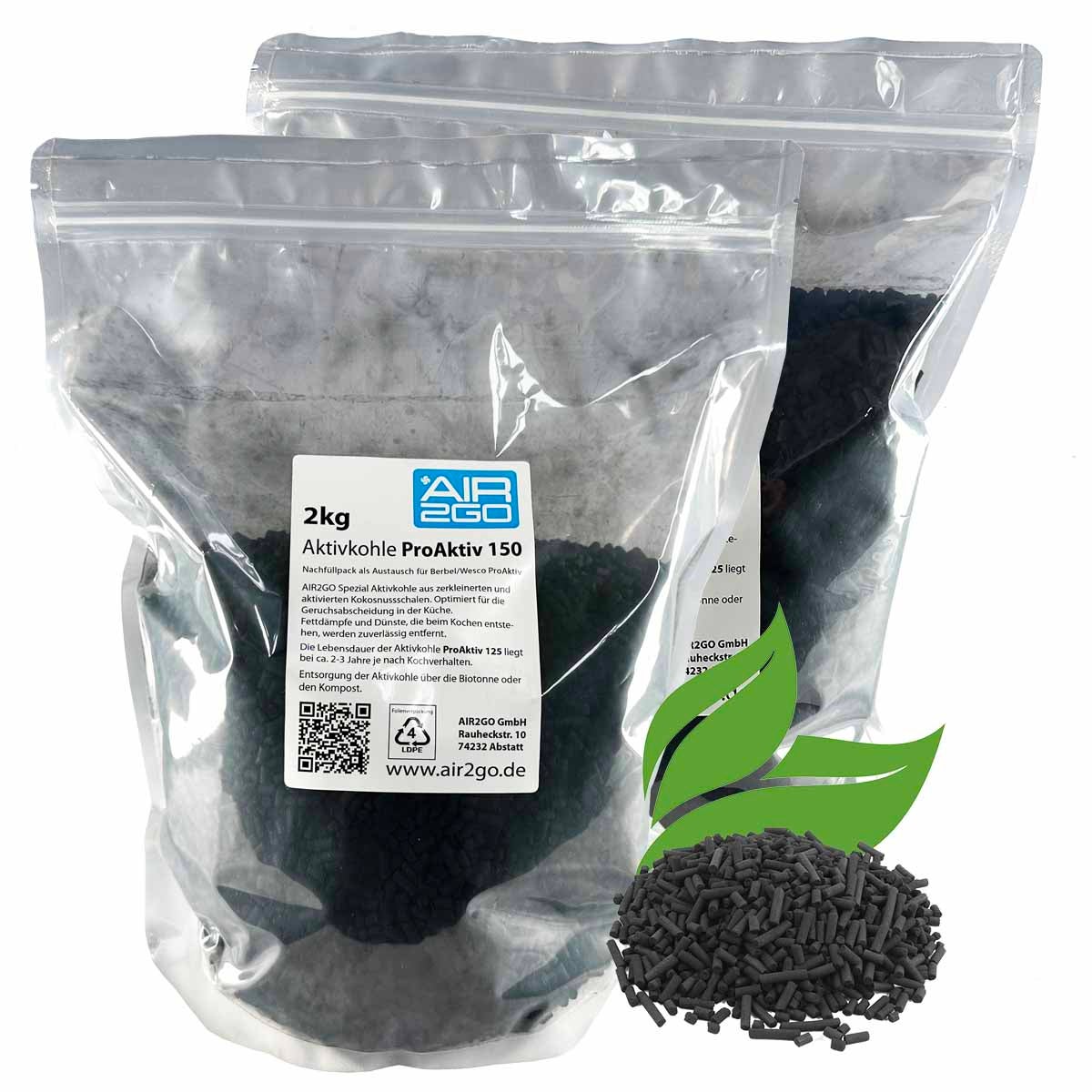4kg actieve koolpellets ProAktiv 150 voor Berbel / Wesco (2x2Kg)