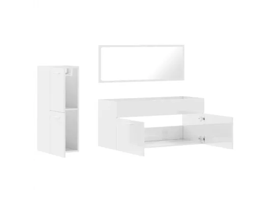 Ensemble de meubles de salle de bain 3 pcs blanc brillant