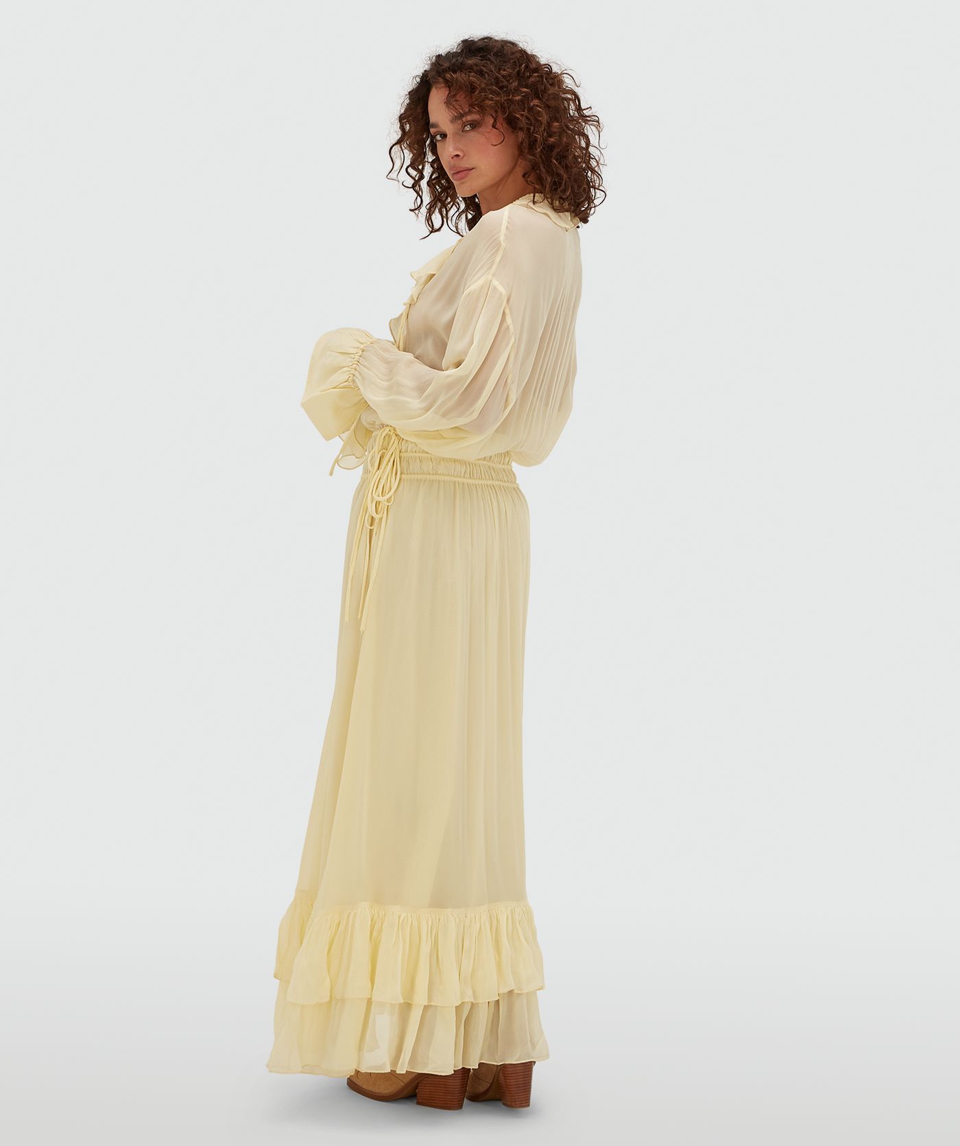 JV-GISELE oversized maxi jurk - butter yellow