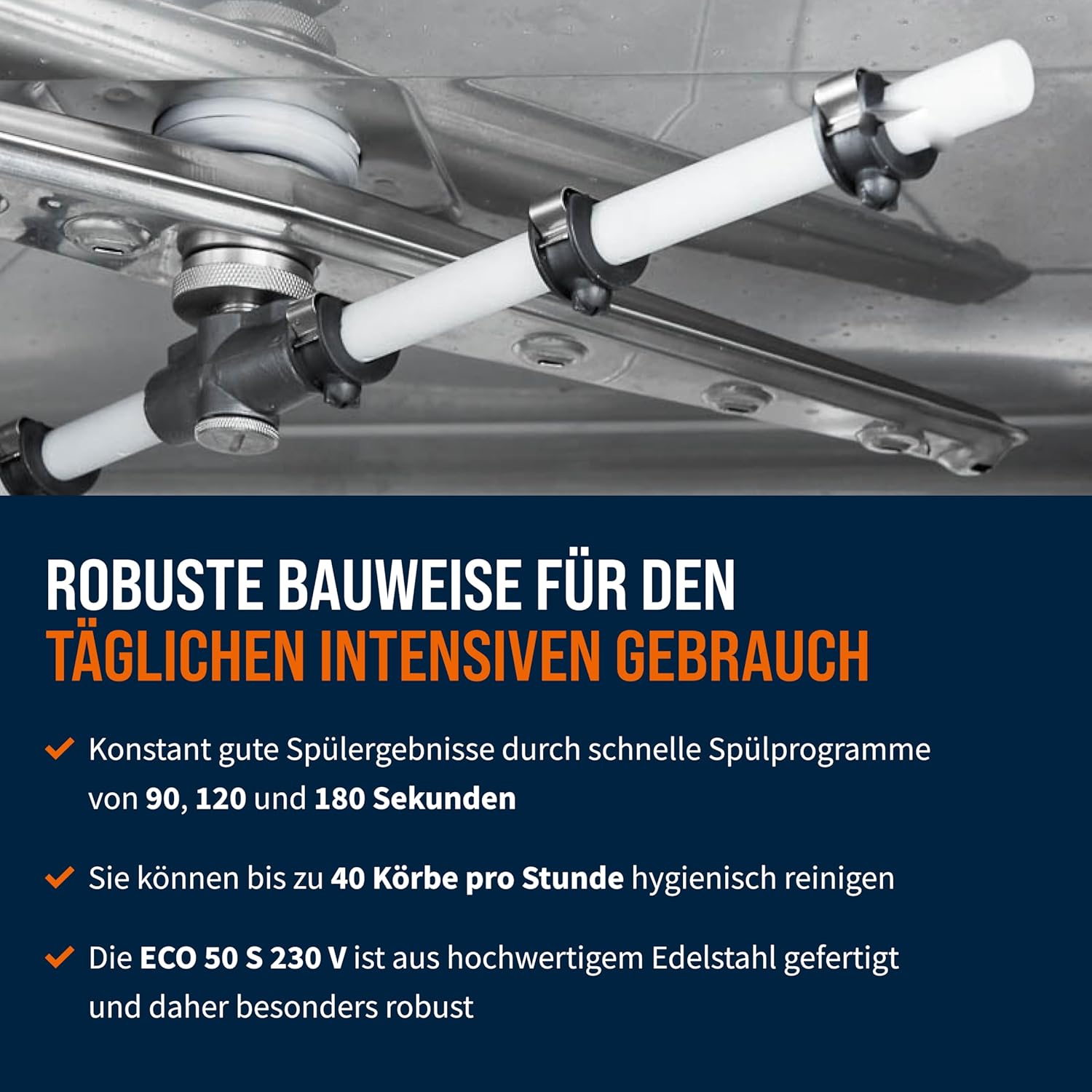 ECOLINE-GLSM50S Gläserspülmaschine I Spülmaschine mit Reiniger- und Klarspüldosierer I Korbmaß 50 cm I Gläserspüler für Gastronomie Gastro