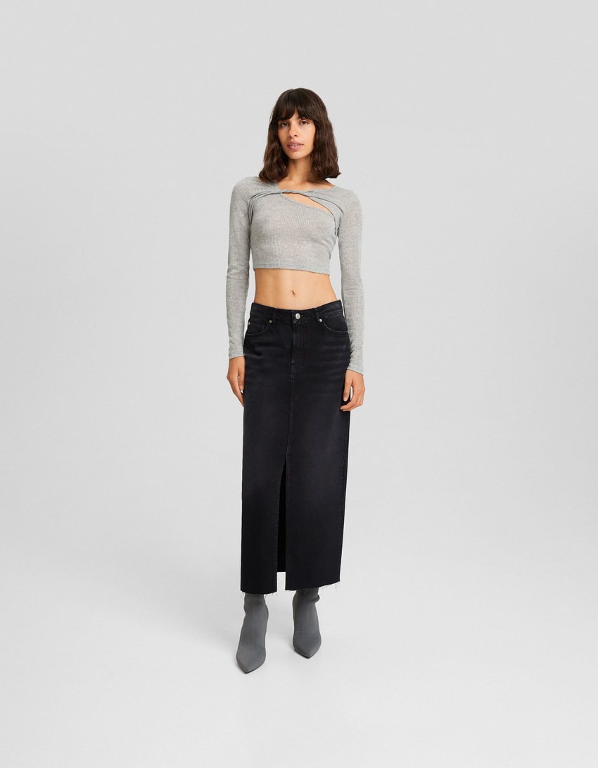Saia longa de jeans