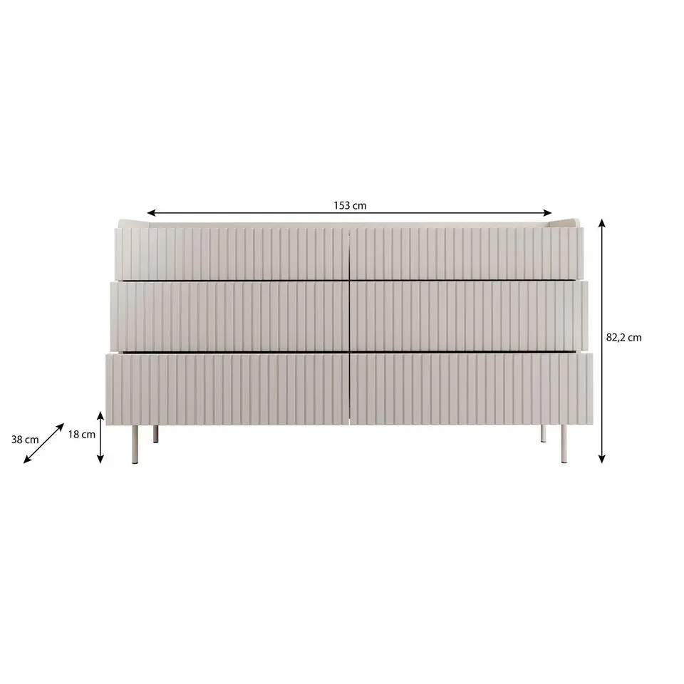 Meubella - Ladekast Livako - Beige - 153 cm