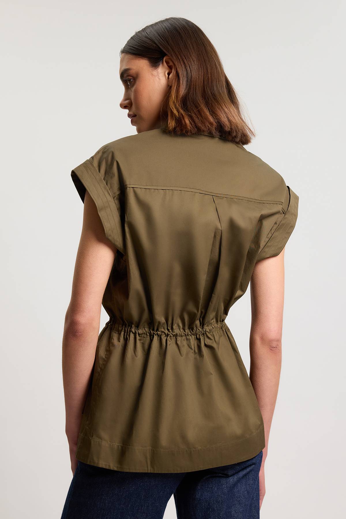 KarenMillen Veste En Satin De Coton Avec Détail De Poches À Bordure En Dentelle